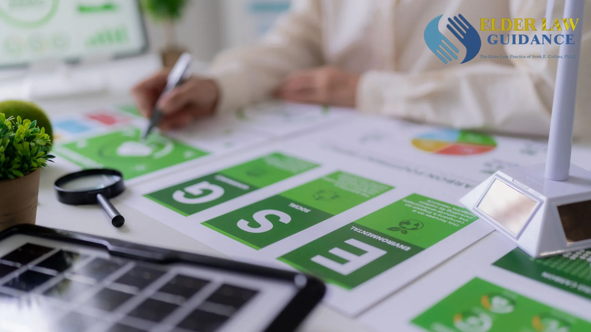 Person analyzing government support documents at desk in kentucky