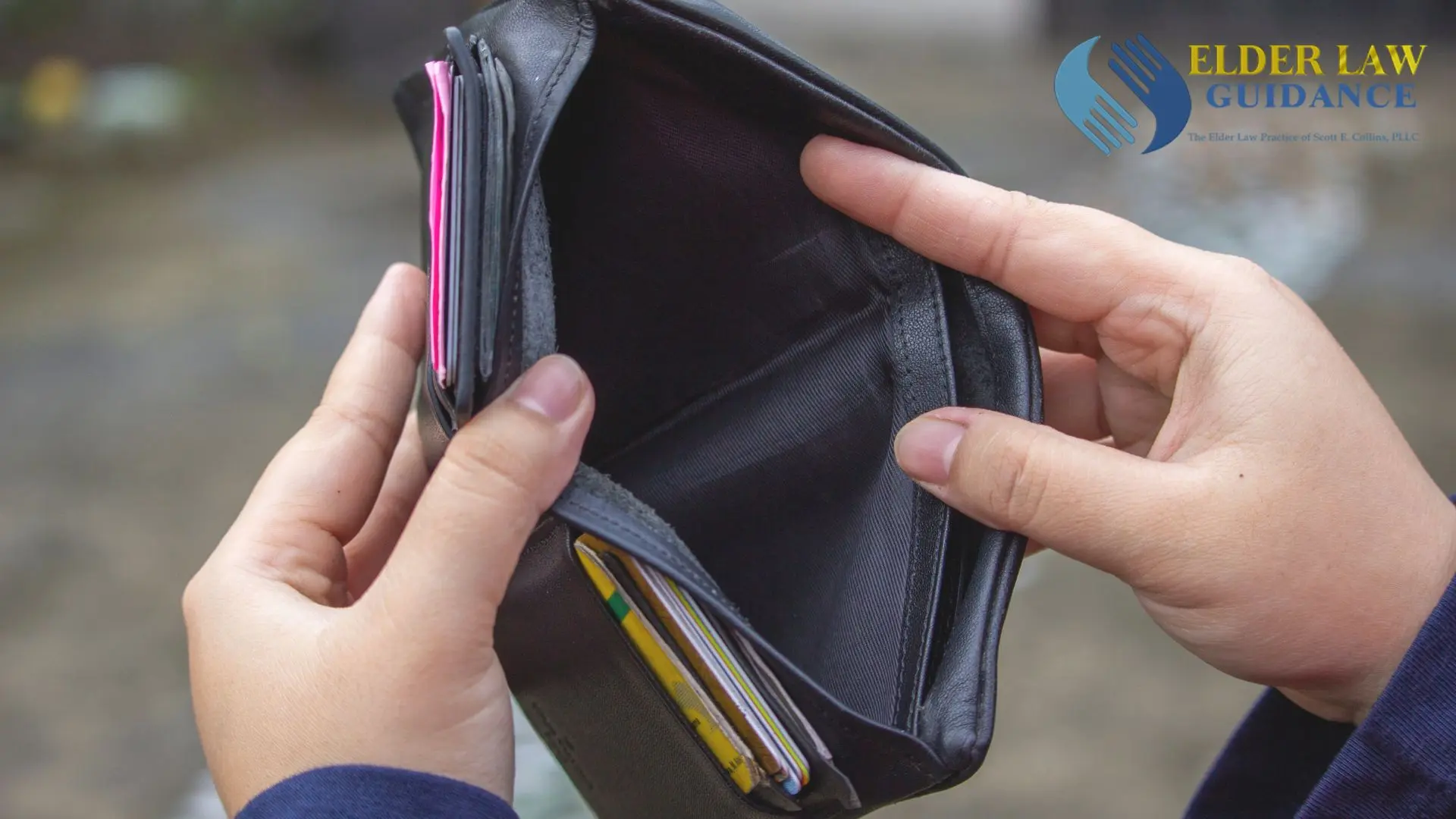 Person holding an empty wallet, financial advice