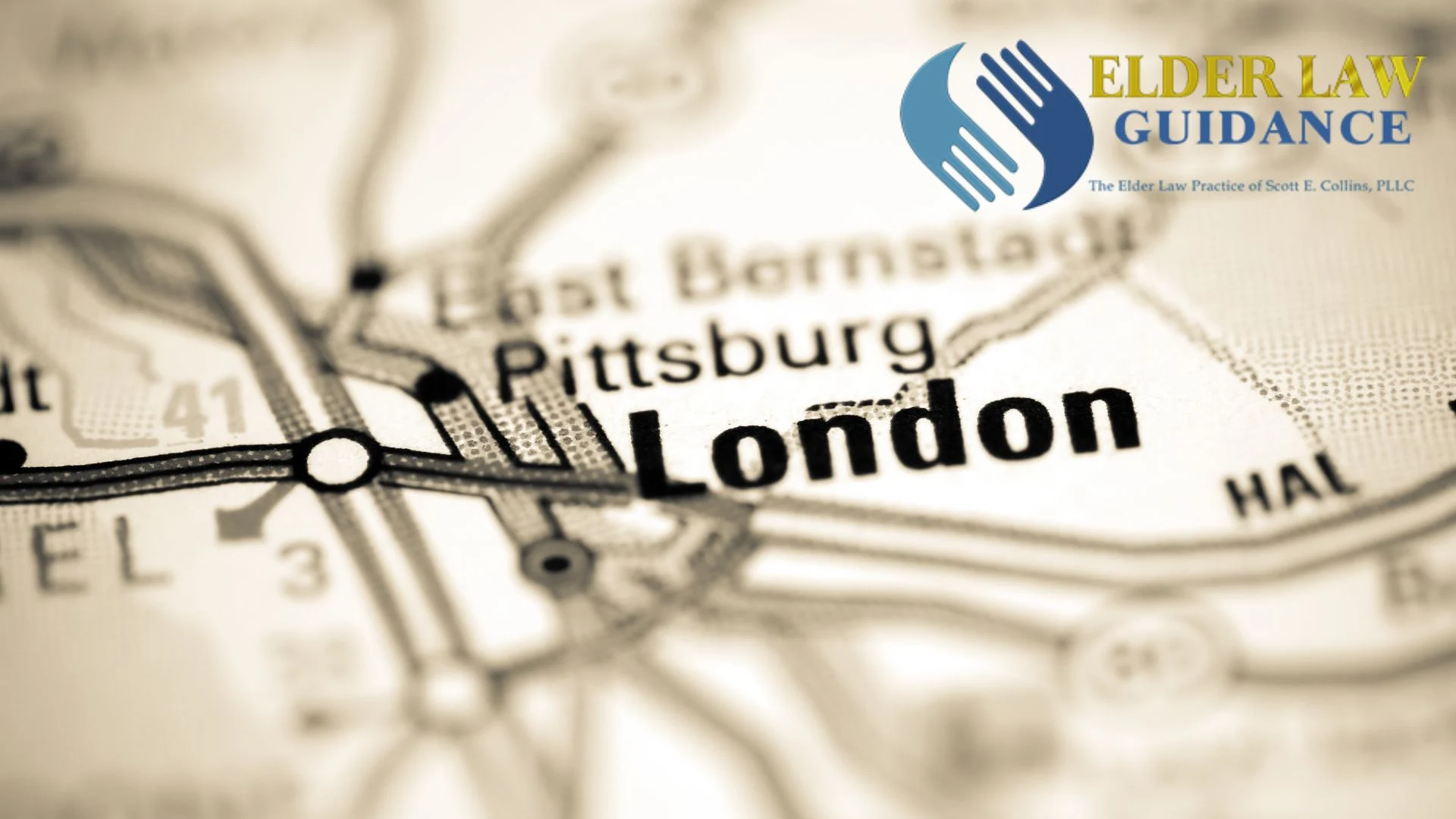 London. Kentucky. USA on a geography map, where an elderly population needs long term care services.