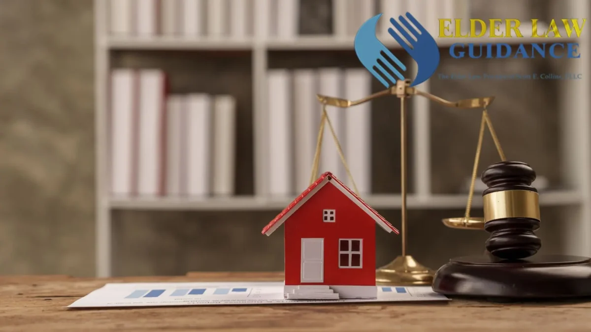 Model house with gavel and scales of justice