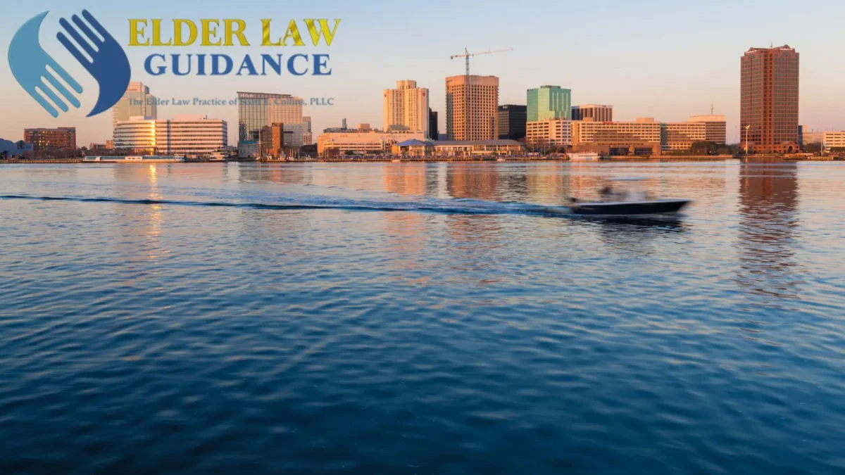 City skyline at sunset with boat on water