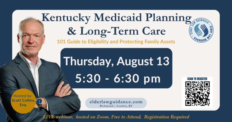 Kentucky Medicaid planning webinar event flyer with date